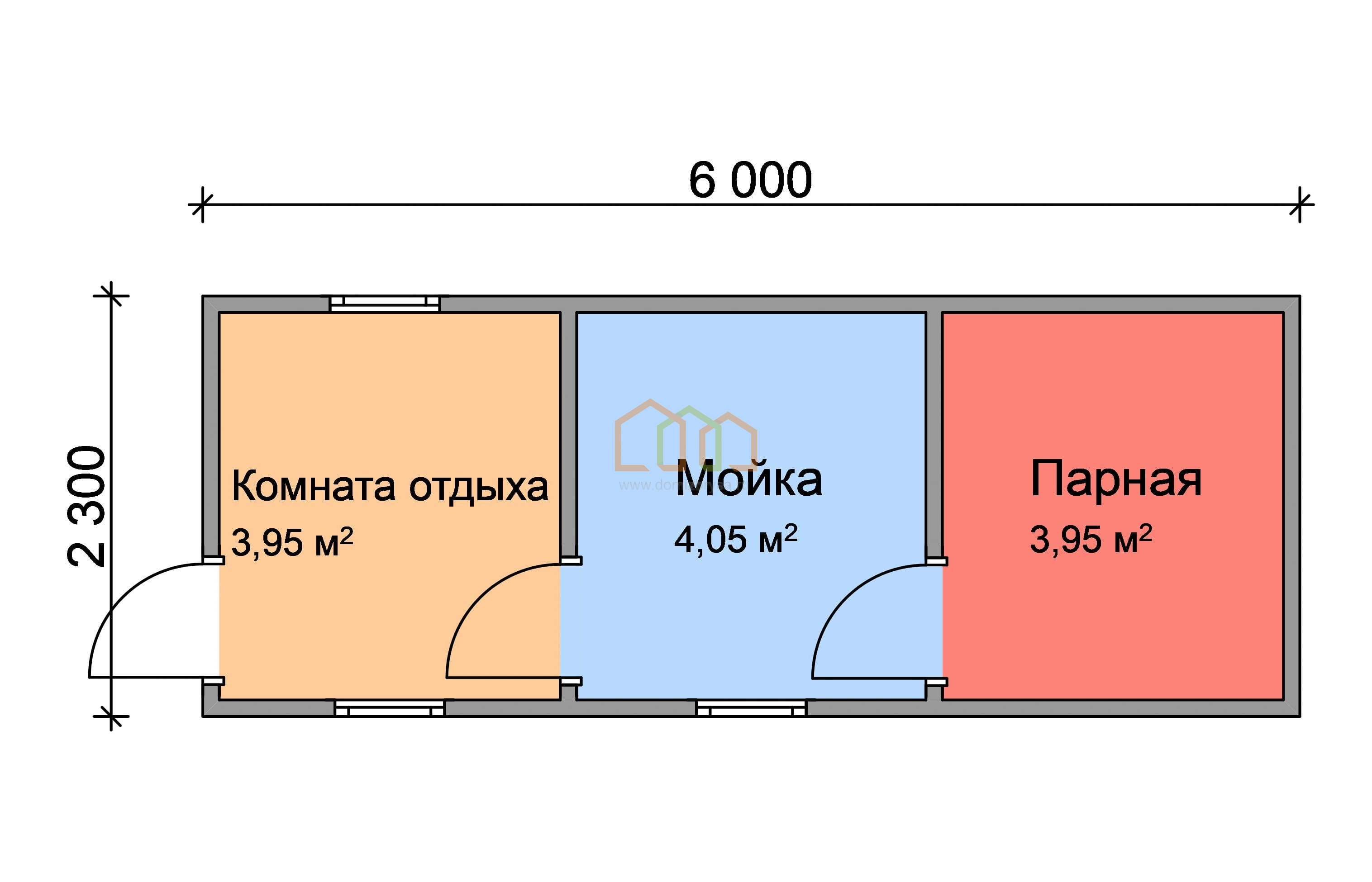 Перевозная баня из бруса 6х2,3 Площадь: 13.8 м² в готовом виде за 333500  под ключ в Казани